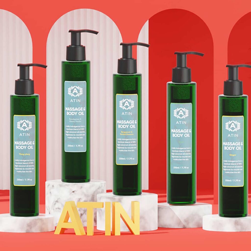 Experience the ultimate relaxation with ATIN Massage and Body Oil.