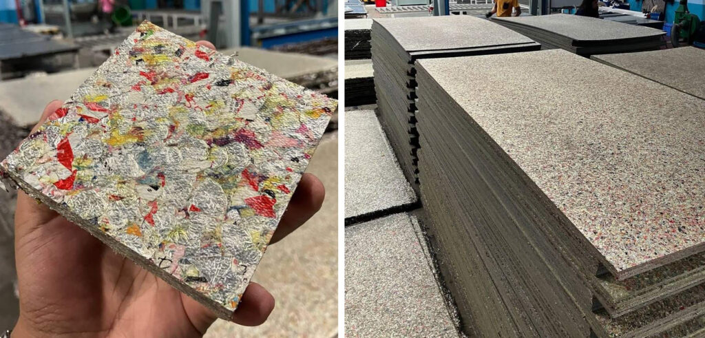 Upcycled plastic boards made from 100% post-consumer waste. Photos courtesy of Chino Borremeo, ReForm Plastic