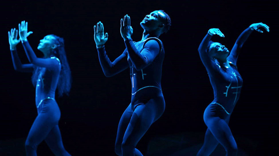 Dancers Hannah Alissa Richardson, Christopher Taylor and Alisha Rena Peek of the Alvin Ailey American Dance Theater perform a dress rehearsal of former Ailey dancer Jamar Roberts’ “Al-Andalus Blues” with music from Roberta Flack and Miles Davis, ahead of its world premiere and the company’s five-week holiday season of performances at New York City Center theater in New York City, U.S.