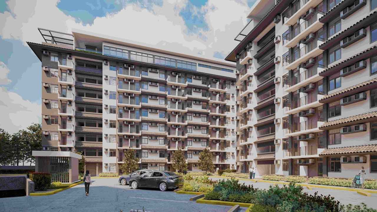 Solano Hillside Residences consists of two mid-rise buildings with amenities, including a roof garden, al fresco lounge, gym, entertainment room, function rooms, playground, and a clubhouse with a swimming pool.