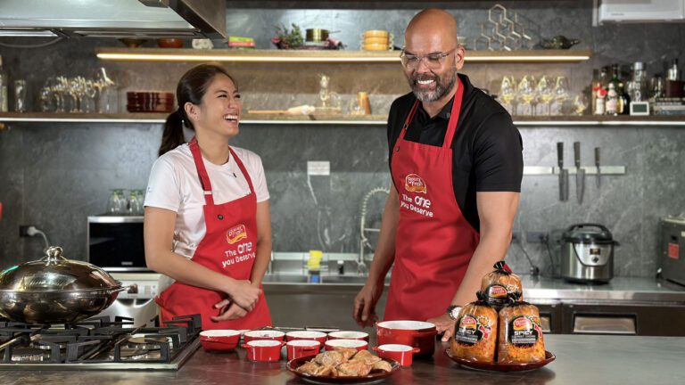 BIG BOOST: Athlete and media star Gretchen Ho links up with PBA great Benjie Paras in ‘The Bounty Plate.’